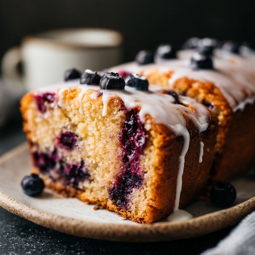 Blueberry Lemon Loaf With Glaze