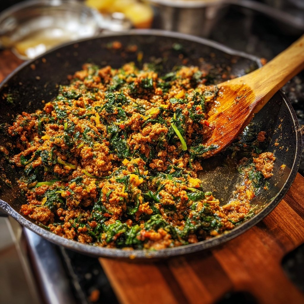 Ground Beef And Spinach Skillet Bowl