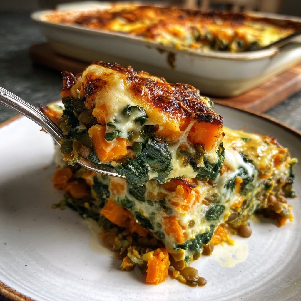 Sweet Potato Spinach Lentil Bake