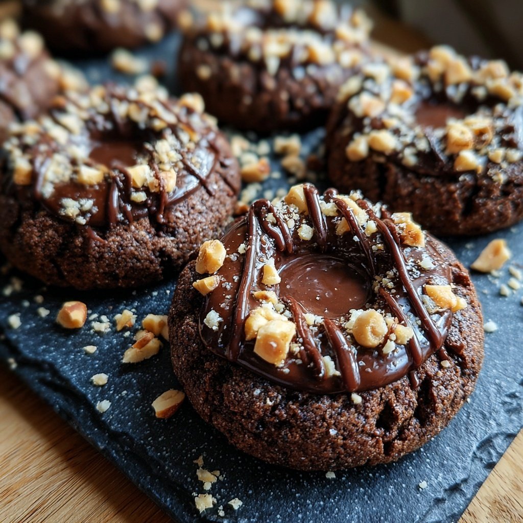 Chocolate Hazelnut Thumbprint Cookies