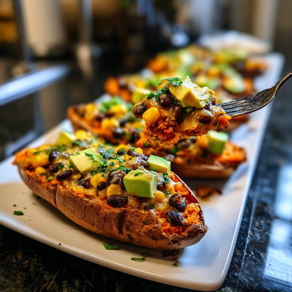 Baked Sweet Potato Veggie Boats