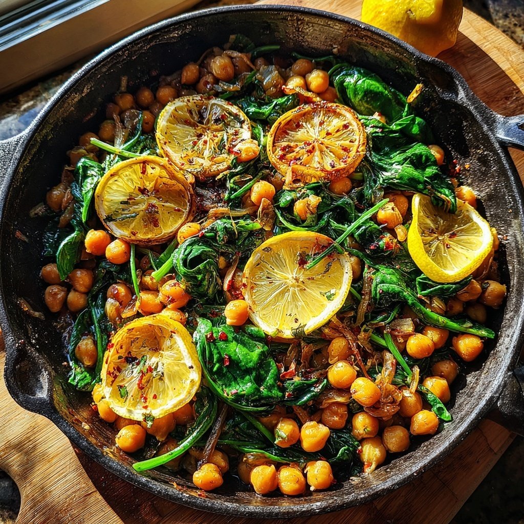 Lemon Herb Chickpea Skillet with Spinach