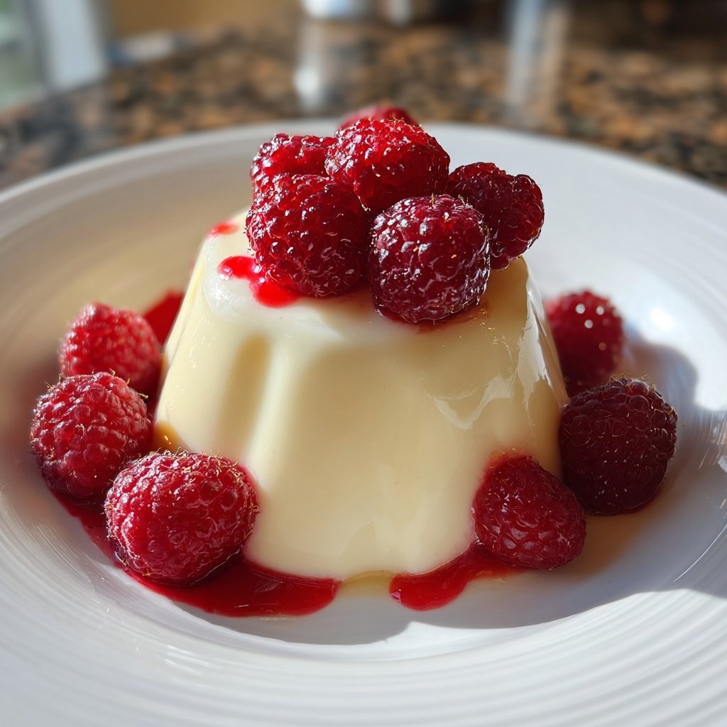 Vanilla Panna Cotta with Raspberries