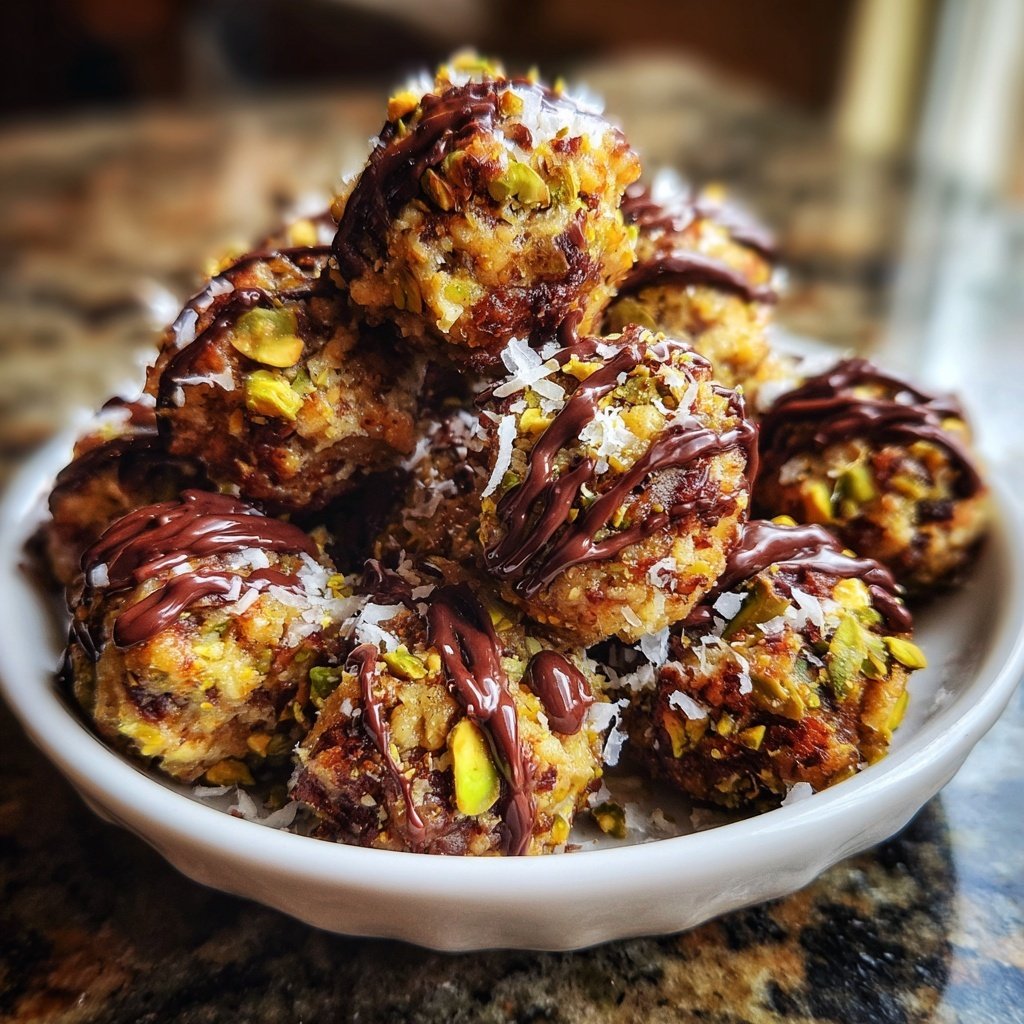 Chocolate Pistachio Coconut Fudge Bites