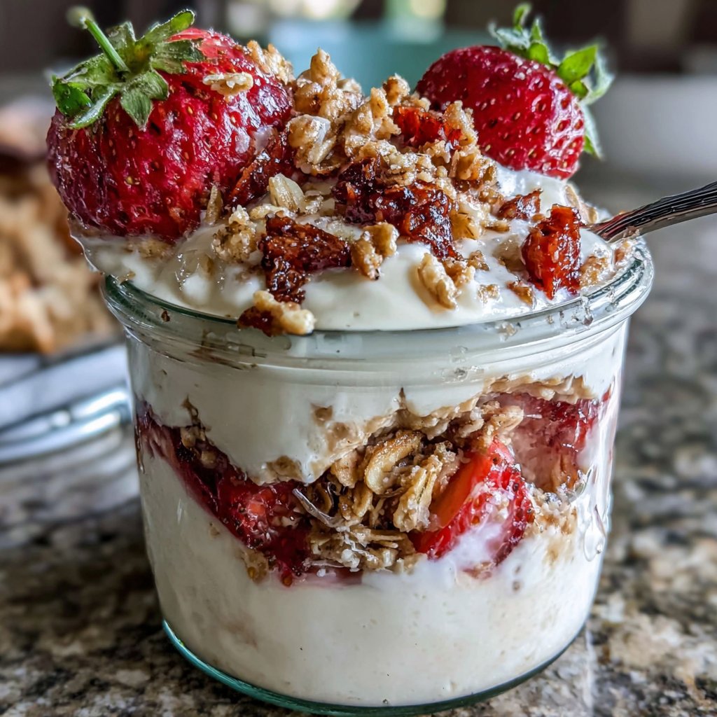 Strawberry Overnight Oats With Yogurt