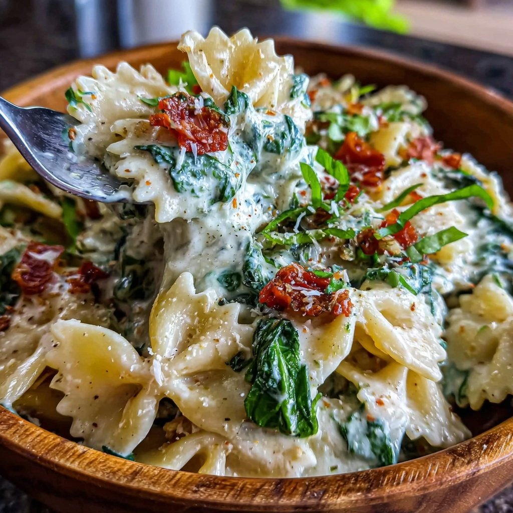 Bow Tie Pasta With Spinach Alfredo